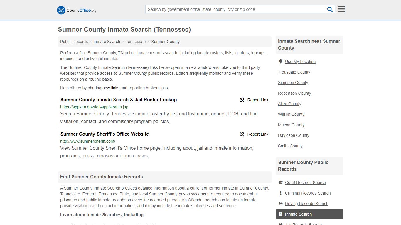 Inmate Search - Sumner County, TN (Inmate Rosters & Locators)